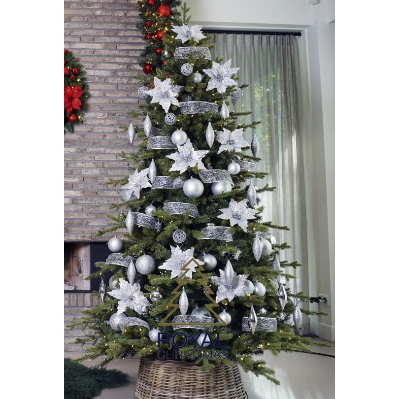 Künstlicher Weihnachtsbaum - Silber Dekorationspaket - matt / glänzend 